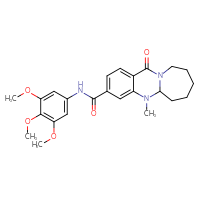 Chemical structure of 5-methyl-12-oxo-N-(3,4,5-trimethoxyphenyl)-5H,5aH,6H,7H,8H,9H,10H,12H-azepino[2,1-b]quinazoline-3-carboxamide - CSSB00025698616