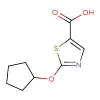 Chemical structure of 2-(cyclopentyloxy)-1,3-thiazole-5-carboxylic acid - CSSB00014972544