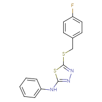 Chemical structure of 5-{[(4-fluorophenyl)methyl]sulfanyl}-N-phenyl-1,3,4-thiadiazol-2-amine - CSSB00025729488