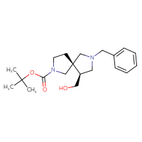 Chemical structure of tert-butyl (5S,9S)-7-benzyl-9-(hydroxymethyl)-2,7-diazaspiro[4.4]nonane-2-carboxylate - CSSB00011016478
