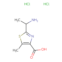 Chemical structure of 2-(1-aminoethyl)-5-methyl-1,3-thiazole-4-carboxylic acid dihydrochloride - CSSB00102731055