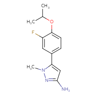 Chemical structure of 5-[3-fluoro-4-(propan-2-yloxy)phenyl]-1-methyl-1H-pyrazol-3-amine - CSSB00133253840