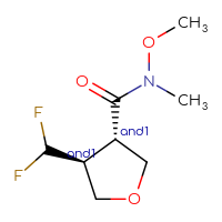 Chemical structure of rac-(3R,4R)-4-(difluoromethyl)-N-methoxy-N-methyloxolane-3-carboxamide - CSSB06258841420