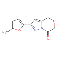 Chemical structure of 2-(5-methylfuran-2-yl)-4H,6H,7H-pyrazolo[3,2-c][1,4]oxazin-7-one - CSSB21043308443