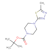 Chemical structure of tert-butyl 4-(5-methyl-1,3,4-thiadiazol-2-yl)piperazine-1-carboxylate - CSSB00033600990