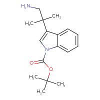 Chemical structure of tert-butyl 3-(1-amino-2-methylpropan-2-yl)-1H-indole-1-carboxylate - CSSB00010009815