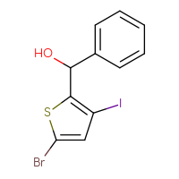 Chemical structure of (5-bromo-3-iodothiophen-2-yl)(phenyl)methanol - CSSB21246456987