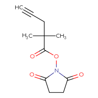 Chemical structure of 2,5-dioxopyrrolidin-1-yl 2,2-dimethylpent-4-ynoate - CSSB17484214085