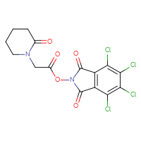 Chemical structure of 4,5,6,7-tetrachloro-1,3-dioxo-2,3-dihydro-1H-isoindol-2-yl 2-(2-oxopiperidin-1-yl)acetate - CSSB20269493608