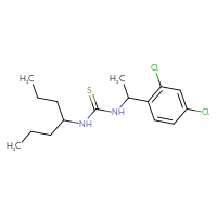 Chemical structure of 1-[1-(2,4-dichlorophenyl)ethyl]-3-(heptan-4-yl)thiourea - CSSB21432494889