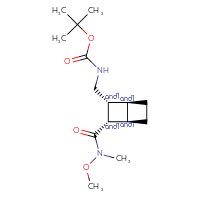 Chemical structure of rac-tert-butyl N-{[(1R,2S,3R,4S)-3-[methoxy(methyl)carbamoyl]bicyclo[2.2.0]hexan-2-yl]methyl}carbamate - CSSB06257659991