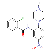 Chemical structure of 2-chloro-N-[2-(4-methylpiperazin-1-yl)-5-nitrophenyl]benzamide - CSSB00161150373