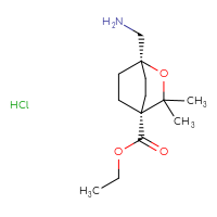 Chemical structure of ethyl (1r,4r)-1-(aminomethyl)-3,3-dimethyl-2-oxabicyclo[2.2.2]octane-4-carboxylate hydrochloride - CSSB20620688556