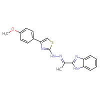 Chemical structure of 2-[(1E)-1-{2-[4-(4-methoxyphenyl)-1,3-thiazol-2-yl]hydrazin-1-ylidene}ethyl]-1H-1,3-benzodiazole - CSSB14831790117