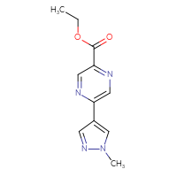 Chemical structure of ethyl 5-(1-methyl-1H-pyrazol-4-yl)pyrazine-2-carboxylate - CSSB13582040046