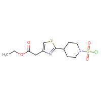 Chemical structure of ethyl 2-{2-[1-(chlorosulfonyl)piperidin-4-yl]-1,3-thiazol-4-yl}acetate - CSSB21224772930