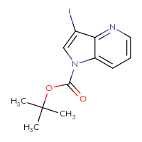 Chemical structure of tert-butyl 3-iodo-1H-pyrrolo[3,2-b]pyridine-1-carboxylate - CSSB00021521687