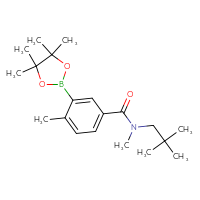 Chemical structure of N-(2,2-dimethylpropyl)-N,4-dimethyl-3-(4,4,5,5-tetramethyl-1,3,2-dioxaborolan-2-yl)benzamide - CSSB00360351469
