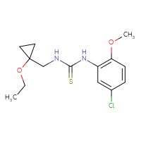 Chemical structure of 1-(5-chloro-2-methoxyphenyl)-3-[(1-ethoxycyclopropyl)methyl]thiourea - CSSB21432495881