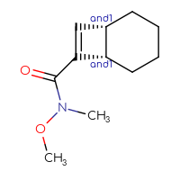 Chemical structure of rac-(1R,6R)-N-methoxy-N-methylbicyclo[4.2.0]oct-7-ene-7-carboxamide - CSSB09895851175