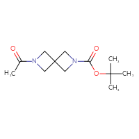 Chemical structure of tert-butyl 6-acetyl-2,6-diazaspiro[3.3]heptane-2-carboxylate - CSSB00015573683