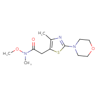 Chemical structure of N-methoxy-N-methyl-2-[4-methyl-2-(morpholin-4-yl)-1,3-thiazol-5-yl]acetamide - CSSB07044672469