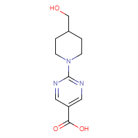 Chemical structure of 2-[4-(hydroxymethyl)piperidin-1-yl]pyrimidine-5-carboxylic acid - CSSB00006009720