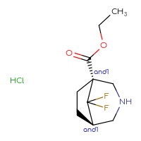 Chemical structure of rac-ethyl (1R,5S)-8,8-difluoro-3-azabicyclo[3.2.1]octane-1-carboxylate hydrochloride - CSSB20620691094