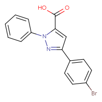 Chemical structure of 3-(4-bromophenyl)-1-phenyl-1H-pyrazole-5-carboxylic acid - CSSB00020681379