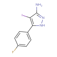 Chemical structure of 5-(4-fluorophenyl)-4-iodo-1H-pyrazol-3-amine - CSSB00010275639