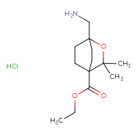 Chemical structure of ethyl 1-(aminomethyl)-3,3-dimethyl-2-oxabicyclo[2.2.2]octane-4-carboxylate hydrochloride - CSSB00116210328
