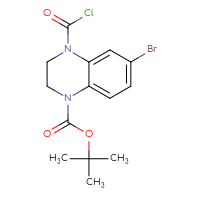 Chemical structure of tert-butyl 6-bromo-4-(carbonochloridoyl)-1,2,3,4-tetrahydroquinoxaline-1-carboxylate - CSSB06358523507