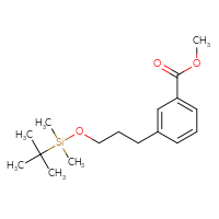 Chemical structure of methyl 3-{3-[(tert-butyldimethylsilyl)oxy]propyl}benzoate - CSSB14863684032
