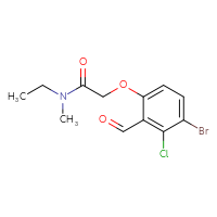 Chemical structure of 2-(4-bromo-3-chloro-2-formylphenoxy)-N-ethyl-N-methylacetamide - CSSB20468152171