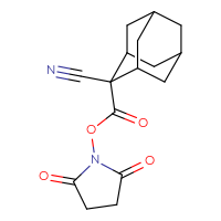 Chemical structure of 2,5-dioxopyrrolidin-1-yl 2-cyanoadamantane-2-carboxylate - CSSB20270079036