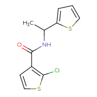Chemical structure of 2-chloro-N-[1-(thiophen-2-yl)ethyl]thiophene-3-carboxamide - CSSB00740483722