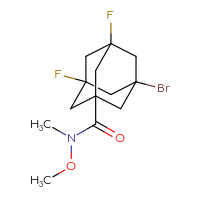 Chemical structure of 3-bromo-5,7-difluoro-N-methoxy-N-methyladamantane-1-carboxamide - CSSB01395049776
