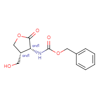 Chemical structure of rac-benzyl N-[(3R,4R)-4-(hydroxymethyl)-2-oxooxolan-3-yl]carbamate - CSSB03608627384