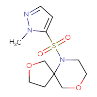 Chemical structure of 6-[(1-methyl-1H-pyrazol-5-yl)sulfonyl]-2,9-dioxa-6-azaspiro[4.5]decane - CSSS00046223014