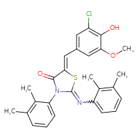 Chemical structure of (5Z)-5-[(3-chloro-4-hydroxy-5-methoxyphenyl)methylidene]-3-(2,3-dimethylphenyl)-2-[(2,3-dimethylphenyl)imino]-1,3-thiazolidin-4-one - CSSB20620699096