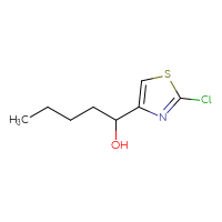 Chemical structure of 1-(2-chloro-1,3-thiazol-4-yl)pentan-1-ol - CSSB21246440258
