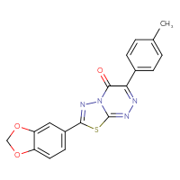 Chemical structure of 7-(2H-1,3-benzodioxol-5-yl)-3-(4-methylphenyl)-4H-[1,3,4]thiadiazolo[2,3-c][1,2,4]triazin-4-one - CSSB00121616695