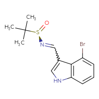 Chemical structure of (R)-N-[(4-bromo-1H-indol-3-yl)methylidene]-2-methylpropane-2-sulfinamide - CSSB21331810015