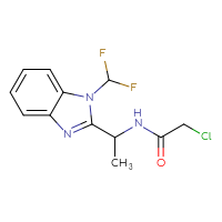Chemical structure of 2-chloro-N-{1-[1-(difluoromethyl)-1H-1,3-benzodiazol-2-yl]ethyl}acetamide - CSSB00160556002