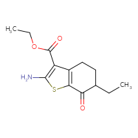 Chemical structure of ethyl 2-amino-6-ethyl-7-oxo-4,5,6,7-tetrahydro-1-benzothiophene-3-carboxylate - CSSB21509459715