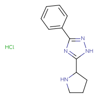 Chemical structure of 3-phenyl-5-(pyrrolidin-2-yl)-1H-1,2,4-triazole hydrochloride - CSSB00000693655