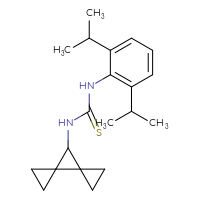 Chemical structure of 1-[2,6-bis(propan-2-yl)phenyl]-3-{dispiro[2.0.2⁴.1³]heptan-7-yl}thiourea - CSSB21432549100