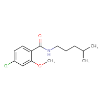 Chemical structure of 4-chloro-2-methoxy-N-(4-methylpentyl)benzamide - CSSB02005836684