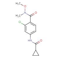 Chemical structure of 2-chloro-4-cyclopropaneamido-N-methoxy-N-methylbenzamide - CSSB01395048129