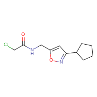 Chemical structure of 2-chloro-N-[(3-cyclopentyl-1,2-oxazol-5-yl)methyl]acetamide - CSSB21332044294